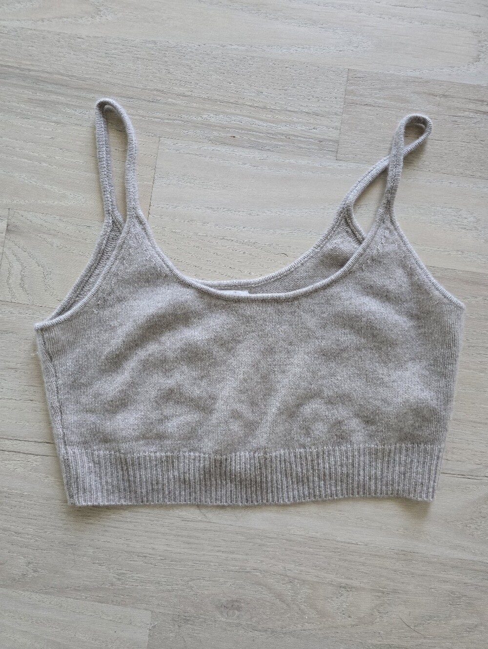 Reformation Cashmere Strap Bralette Tank Crop in Light Gray / Beige